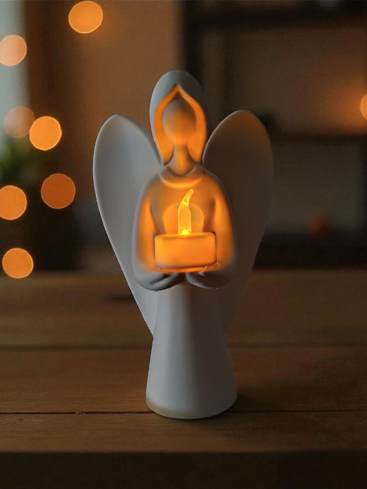Anjo Decorativo com Vela LED – Iluminação Suave e Ambiente Acolhedor ✨🕯️