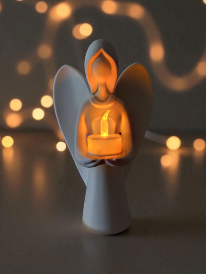 Anjo Decorativo com Vela LED – Iluminação Suave e Ambiente Acolhedor ✨🕯️