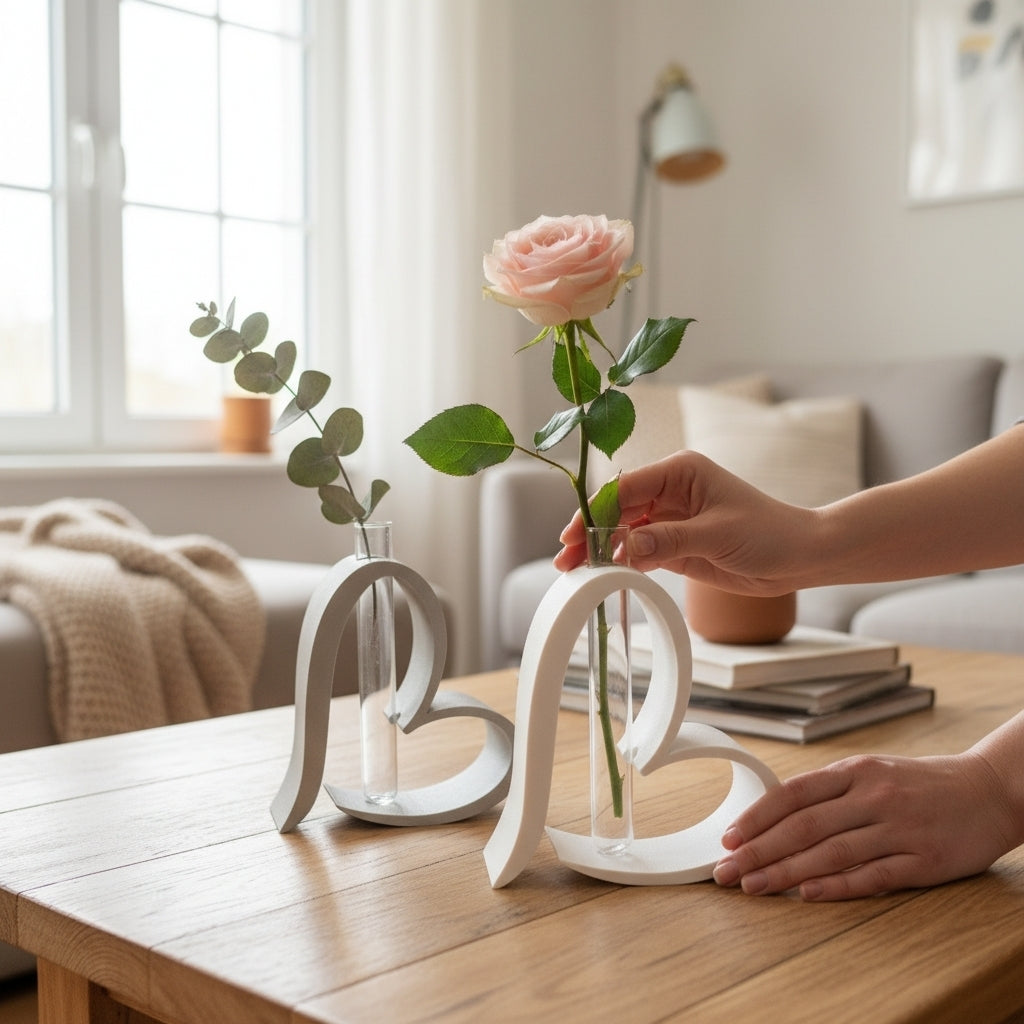 Suporte de Flor em Forma de Coração – Elegância e Amor na Decoração 🤍🌹