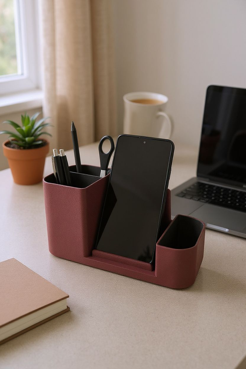 Organizador de Escritório com Suporte para Telemóvel – Funcional e Elegante 📱🗂️