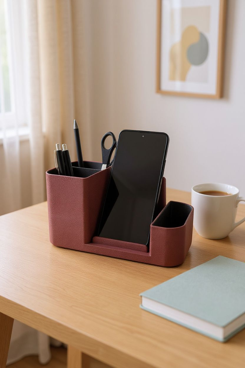 Organizador de Escritório com Suporte para Telemóvel – Funcional e Elegante 📱🗂️