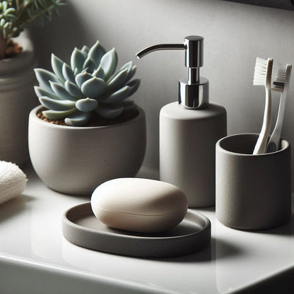 Conjunto de Casa de Banho – Saboneteira e Copo Minimalista 🧼